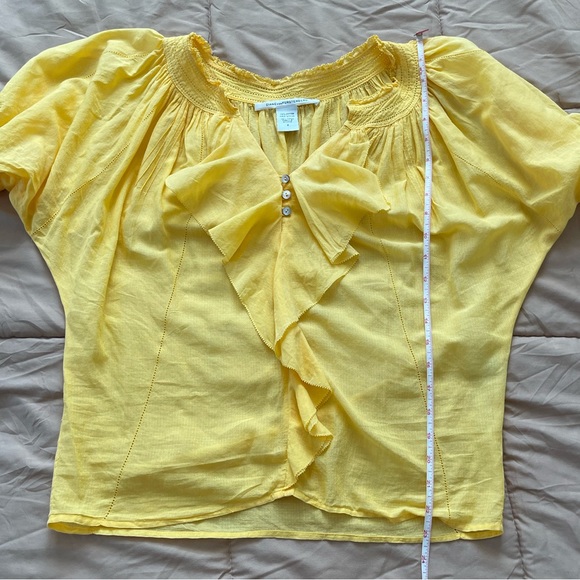 Diane Von Furstenberg yellow cotton blouse size 2 - Picture 6 of 8